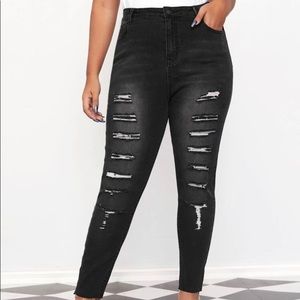Brand New Plus Size Black Ripped Skinny Jeans